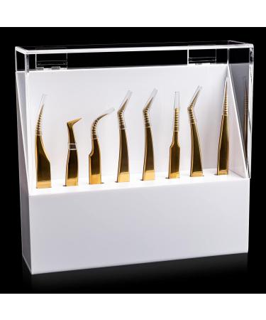 Noverlife 8-Slot Eyelash Tweezer Holder | Acrylic Lash Tweezer Storage Case with Dust-proof Cover | Organizer Stand for Salon & Home - Buy Online on GoSupps.com