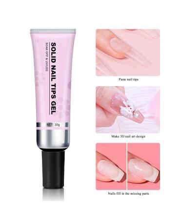 Wpsagek Soft Gel Nail Tips Glue - Solid Soak Off Glue Quick Drying Adhesive Solid Rhinestone Glue With Remover For Press On Nails Tips Salon Art Lamp Curing Needed - Buy Online on GoSupps.com