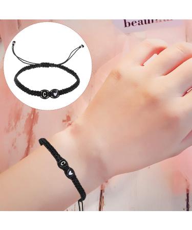VALICLUD 4pcs Black and Bracelet Letter Bracelet Rope Bracelets Braided Bracelet Women Bracelet Braided Wrist Chain Lovers Simple and Versatile Jewelry Cord Is Jade Thread 6X6X0.5CMx4pcs Black Cx4pcs - Buy Online on GoSupps.com
