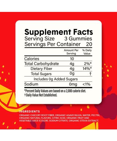 Bellway Super Fiber Gummies for Adults - Sugar Free Organic Fiber Supplement Gummies with 4g of Fiber per Serving - Prebiotic Chicory Root Fiber for Digestive Gut Health Raspberry Lemon 60 Count - Buy Online on GoSupps.com
