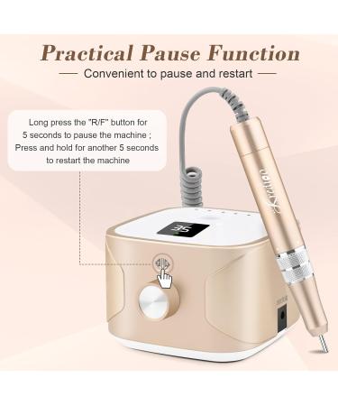 Nail Milling Mills for Gel Nails - Kredioo 11-in-1 Electric Nail Cutter 35000 RPM with LED Display | Professional Manicure & Pedicure Set - Champagne Gold - Buy Online on GoSupps.com