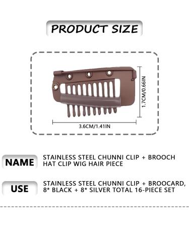 TROGN Stylish Clips with Safety Pins - 12 Pcs Teeth Strong Clips for Easy Hijab Tikka & Dupatta Setting (12Pack black+brown+gold) - Buy Online on GoSupps.com