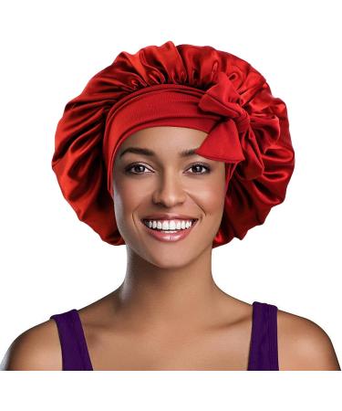 Satin Bonnet Caps for Black Women - 6 Pieces Sleeping Bonnets with Stretchy Tie Band for Hair Care - Buy Online on GoSupps.com