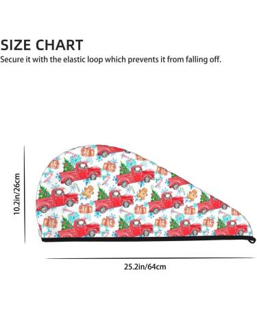 Hair Towel Wrap - Quick Drying Towel Turban with Button | Watercolor Red Truck & Fir Tree Design - Buy Online on GoSupps.com