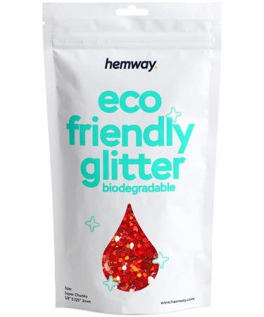 Hemway eco Friendly Biodegable Glitter 100g / 3.5 ounces Bio Cosmetic Safe Sparkle vegan for the face eyeshadow body hair nail - 1/8 "0.125" 3mm - Red Holographic