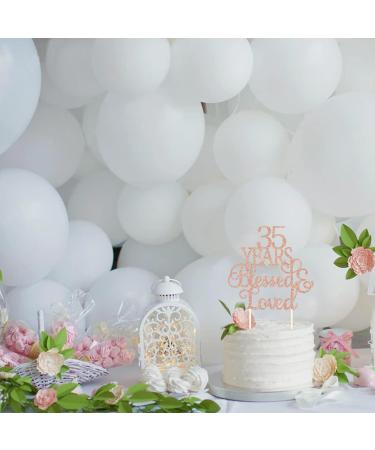 Cuttiler 35 Years Blessed & Loved Cake Topper 35th Birthday Wedding Anniversay Cake Decoration Rose Gold Glitter 35 Rose Gold - Buy Online on GoSupps.com