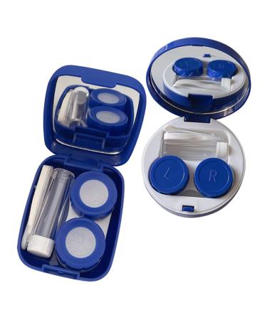 Partykindom 2st colored contact lens pearl case for contact lenses contact lenses kit contact lens container with mirror mini case plastic container travel pp make-up mirror case invisible