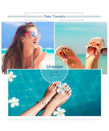 Uranian Rhinestone Glossy Red Press on Toesnails - 24pcs Full Cover False Toe Nails for Women and Girls - Buy Online on GoSupps.com