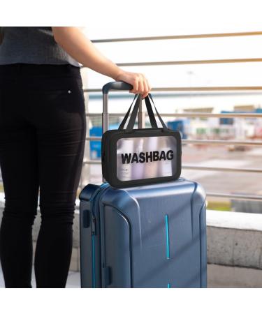 5PCS Clear Toiletry Bag Set - Waterproof Travel Makeup Bags with Zipper Handle, Portable and TSA Approved for Men and Women (Black) - Buy Online on GoSupps.com