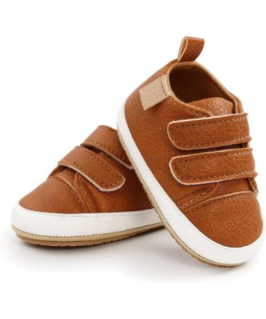 Sonsage Infant Baby Oxford Shoes - PU Leather Lace-Up Anti-Slip Trainer for Boys and Girls | Soft Rubber Sole First Walking Sneakers 0-6 Months - D Brown - Buy Online on GoSupps.com