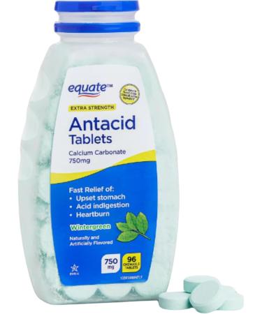 Equate Extra Strength Antacid Chewable Tablets - 750 mg Wintergreen Flavor 288 Ct Calcium Enriched Gas Relief Peppermint - 3 Pack with CreativeAndBundle Sticker - Buy Online on GoSupps.com