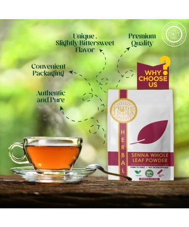 Pride of India | Senna Whole Leaf Powder 8 oz (227 gm) | Bitter & Pungent | Add it to smoothies juices hot water | Non-Bioengineered Caffein-Free Gluten-Free Vegan Senna Powder 8 Ounce (Pack of 1) - Buy Online on GoSupps.com