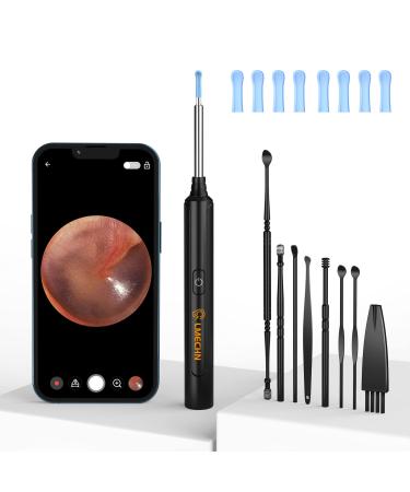 Ear Wax Removal Kit LMECHN Ear Cleaner with 1920P HD Camera Earwax Removal kit with 8 Pcs Ear Set Ear Cleaner with Camera and Light Ear Wax Removal Tool Camera for iPhone iPad Android Phones(Black)