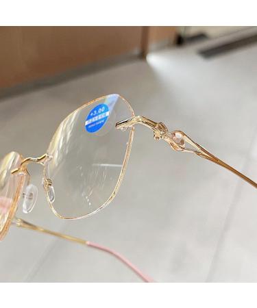 Stylish Rimless Reading Glasses for Women Anti Eyestrain Glasses Blue Light Blocking Computer Readers(Grandeur:1.0x) - Buy Online on GoSupps.com