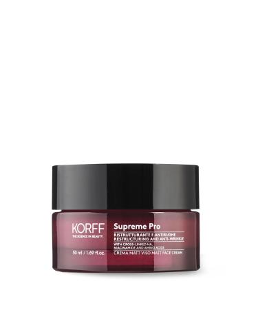 Korff Supreme Pro Matte Restructuring and Anti-Wrinkle Face Cream with Hyaluronic Acid for All Leather Types Pack of 50 ml