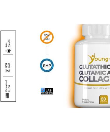Buy Young+ Glutathione Glutamic Acid & Collagen Antioxidant Supplement 1000mg 60 Capsules for Optimal Health | Shop Internationally - Buy Online on GoSupps.com