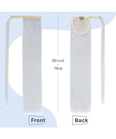 Silk-co Clip in Ponytail Hairpiece | 28 Straight Extension | Heat-Resistant Fiber | Silver Grey Color - Buy Online on GoSupps.com