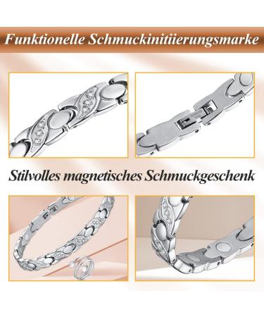 Vicmag Magnetic Bracelet for Women - Ultra Strength Titanium Steel with Silver Crystal X-Shape | Gift Set with Removal Tool - Buy Online on GoSupps.com