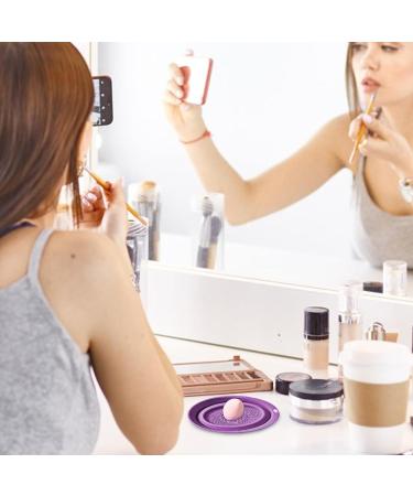 Makeup Brush Cleaner Mat | Cosmetic Makeup Brush Cleaner Bowl | Portable Silicone Makeup Brush Cleaner Washing Tools for Girls and Women Kot-uk Purple - Buy Online on GoSupps.com