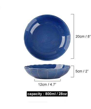 Ceramic Soup Plate Set of 2 800 ml Stackable Kitchen Serving Salad Bowls Microwave and Oven Safe.-8 in-red (Color : Blue Size : 8 in) 8 in Blue - Buy Online on GoSupps.com