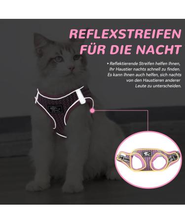 Reflective Cat Dishes with Leash - Adjustable Breakout-Proof Tableware Set for Cats & Small Dogs (Pink-Small) - Buy Online on GoSupps.com
