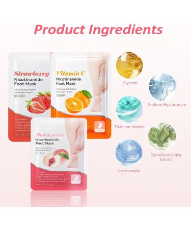 9 Paires de Peeling Pied Contient Niacinamide Masque Pieds Pour Secs et Gerc s Soin Doux Nettoyage en Profondeur(P che + Orange+ Fraise) - Buy Online on GoSupps.com