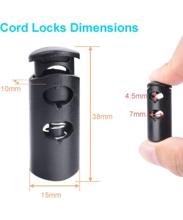 20 Pack Plastic Cord Lock Ends - Replacement Spring Stop for Paracord, Drawstrings, Elastic Shoeslace, Clothing, Bags - Toggle Stopper Accessories - Buy Online on GoSupps.com