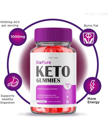 BioPure Keto Gummies with Apple Cider Vinegar - Advanced Weight Loss Supplement for Belly Fat - 60 Gummies - Buy Online on GoSupps.com