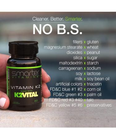 Smarter Vitamin K2 MK7 100mcg with K2VITAL & Kale | Bone & Heart Health Support | 60 Liquid Softgels - Buy Online on GoSupps.com