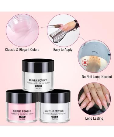 Acrylic Nail Kit - Powder & Liquid Set for Beginners | Pink, White & Clear Acrylics - Buy Online on GoSupps.com