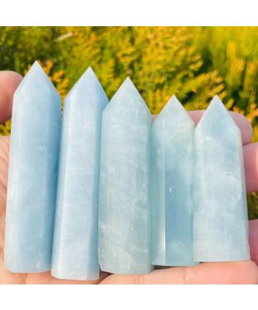 Crystal Stone Natural Blue Aquamarine Quartz Crystal Point Tower Gemstone Home Decor Natural Stones and Minerals Reiki Gift (Color : Blue Size : 50-60mm) 50-60mm Blue
