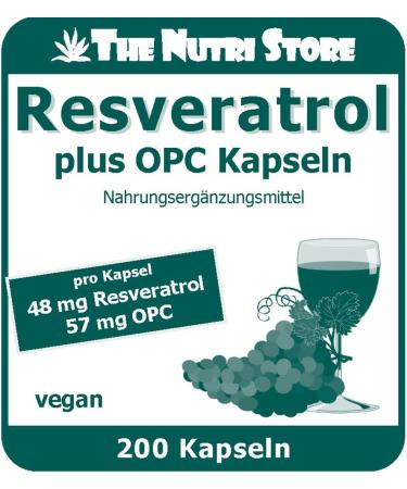Resveratrol Plus OPC Vegan Capsules 200 pcs with Grape Seed Powder & Antioxidant Vitamins C & E | Shop Internationally - Buy Online on GoSupps.com
