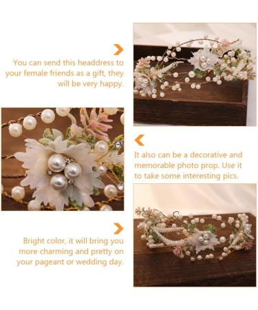 FRCOLOR Peal Flower Headband Bride Headband Boho Leaf Floral Wedding Garland Hair Bands for Womens Hair Fairy Headband for Party Prom Props Hair Accessories for Girls - Buy Online on GoSupps.com