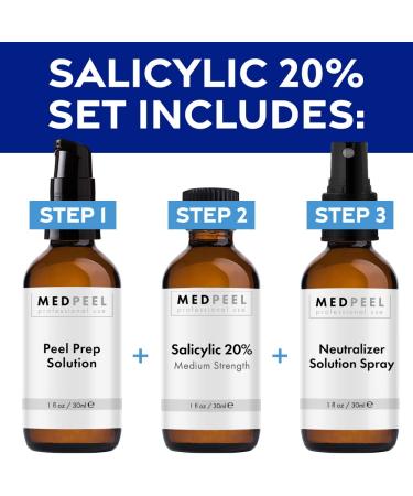 MedPeel Salicylic Acid 20% Peel Kit - Professional Grade Chemical Face Peel for All Skin Tones (3 Kits 1oz/30ml) - Buy Internationally - Buy Online on GoSupps.com