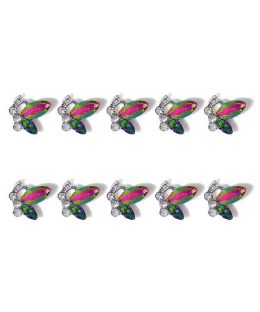 FEIlei 10Pcs/Set Nail Art Decor 3D Glitter Sparkling DIY Mini Nail Rhinestones Accessories Crystal Butterfly Nail Charm