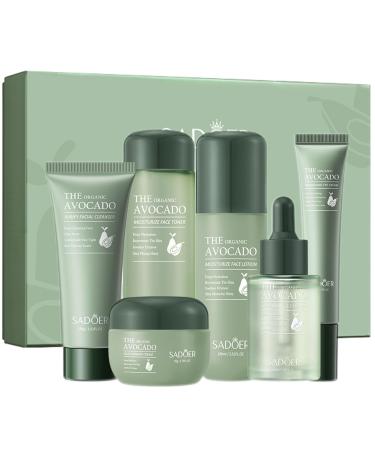 Avocado Skincare Sets 6Pcs Skincare Gift Set with Facial Cleanser Face Serum Face Cream Eye Cream Toner moisturizing Lotion Skin Care Sets & Kits Hydrating Facial Kit for women