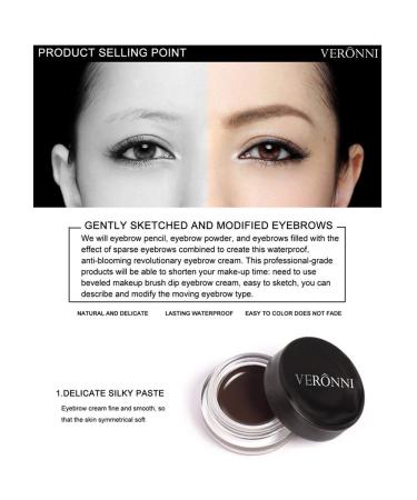 VERONNI Eyebrow Cream Pomade Gel - Long Lasting Waterproof Brow Color Enhancer | Dark Brown - 0.75oz - Buy Online on GoSupps.com