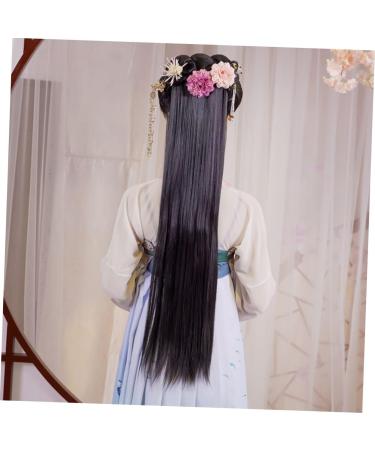 DOITOOL Hair Extension Wig Curly Hair Extensions Long Hair Extensions Synthetic Hair Extensions Natural Wig Black Wig Women Hair Extensions Miss High Temperature Wire Long Straight Hairpin 80X16CM Black - Buy Online on GoSupps.com