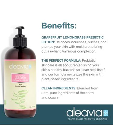 Organic Grapefruit Lemongrass Prebiotic Body Lotion - 12 Oz | Moisturizing with Organic Essential Oils - Buy Online on GoSupps.com