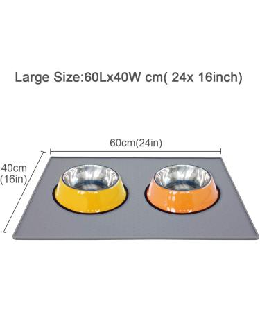 AMZNOVA Large Waterproof Dog Feeding Mat 60x40cm - Anti-Slip Silicone Pet Food Mat Grey - Buy Online on GoSupps.com