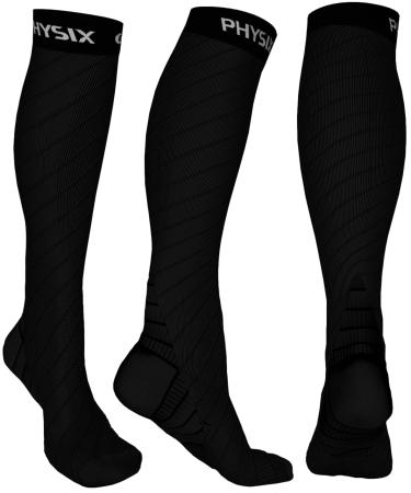 Physix Gear compression stockings compression stockings for men compression stockings high women for travel aircraft pregnant motherhood compression cuff fabric women L-XL black