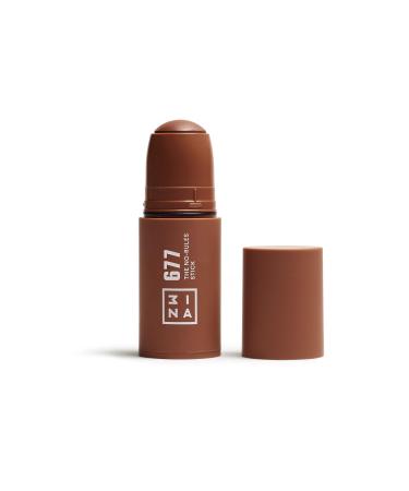 3INA MAKEUP - The No - Rules Stick 677 - Brown Blush Stick for Eyes Lips & Cheeks w Hyaluronic Acid - Cream Blush