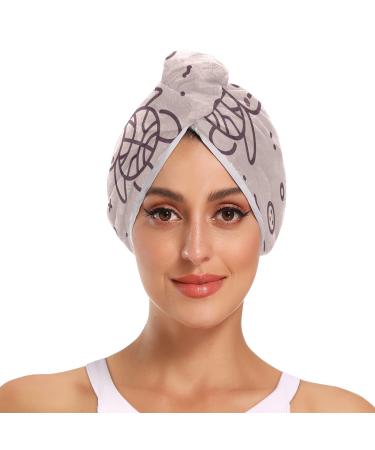 Line Turtle Hair Towel 2 Pack Super Absorbent Hair Drying Towel Quick Dry Hair Turbans Head Towel with Button Twisty Wrap for Women Girls
