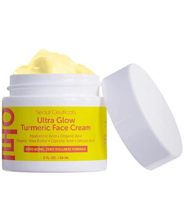 Korean Skin Care Turmeric Cream 2oz - Hyaluronic Acid + Salicylic Acid + Glycolic Acid Moisturizer for Dull Dry Skin - K Beauty Skincare for Glowing Skin - Buy Online on GoSupps.com