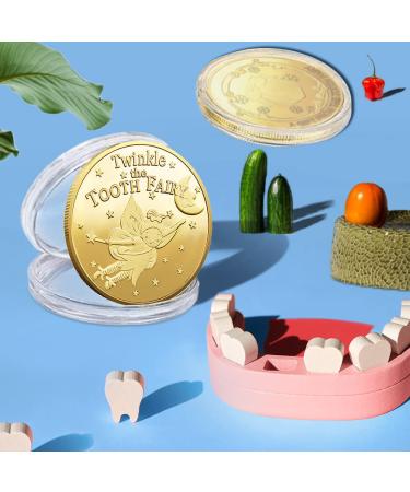 Qxrxn Tooth Fairy Coin Set - Golden Gifts for Kids Ideal Tooth Fairy Ideas for Boys & Girls 2 Piece Memorial Coin for Lost Teeth - Buy Online on GoSupps.com