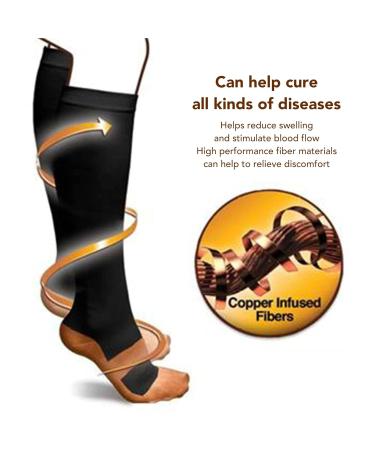 Compression Socks with Copper Fiber Stress Relief & Improved Blood Circulation | Ankle Support Socks for Diabetics & Nurses (S/M) - Buy Online on GoSupps.com