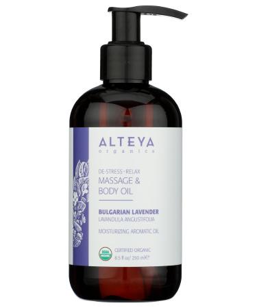 Alteya Organics Massage Oil Lavender USDA Certified Organic Massage Lotion 8.5 Fl Oz/250mL Calming and Nourishing