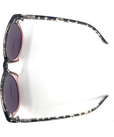 Paris Bifocal Reading Sunglasses for Women - Round Butterfly Design 2.5 Magnification Pink Tortoise with Smoke Lenses - Buy Online on GoSupps.com