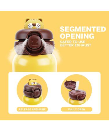 Zoyzoii 450ml Children's Stainless Steel Drinking Bottle with Straw & Bag - Thermos for Kindergarten - Yellow - Buy Online on GoSupps.com