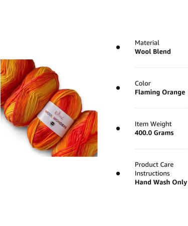 Wool Wonders Super Soft Variegated Yarn 400g/640yds (Flaming Orange) - Medium Heavy Worsted/Aran Weight - 30% Australian Wool, 70% Acrylic - Ideal for Knitting and Crochet - Buy Online on GoSupps.com